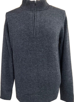 MEN'S LAMBSWOOL/NYLON SOLID QUARTER ZIP SWEATER